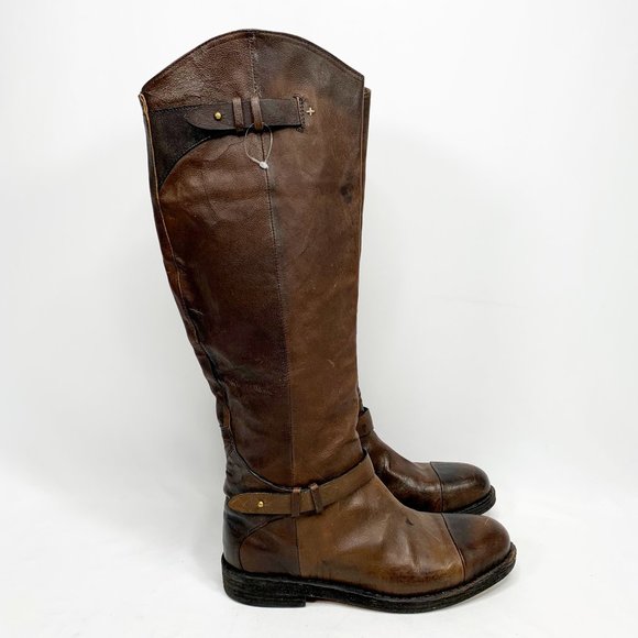 rag & bone Shoes - RAG & BONE Abbey Riding Boot Dark Brown Distressed